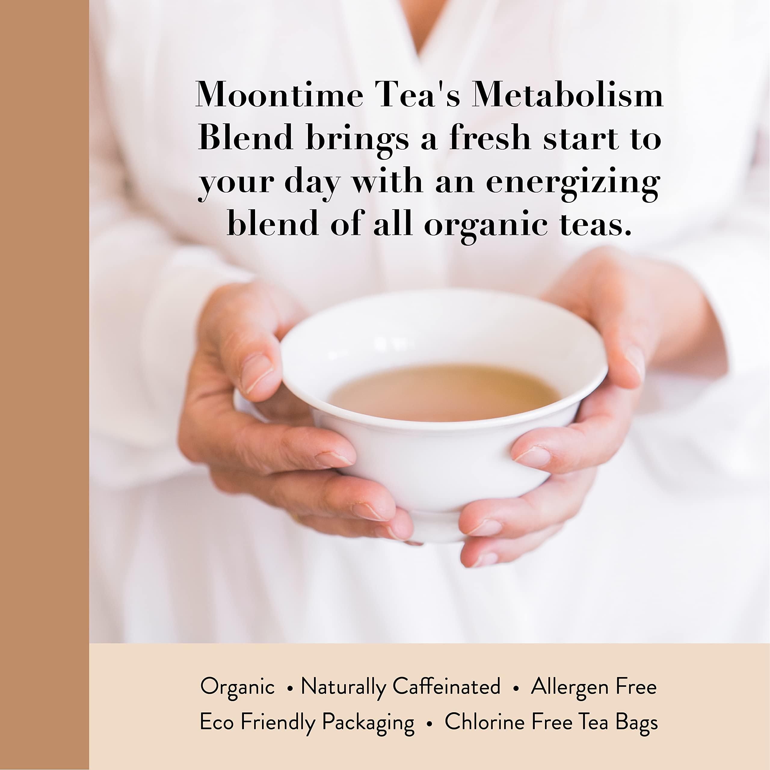 Moontime Tea Organic Metabolism Tea with Green tea, Holy Basil, Hibiscus, Cinnamon and Dandelion Root, 30 Tea bags