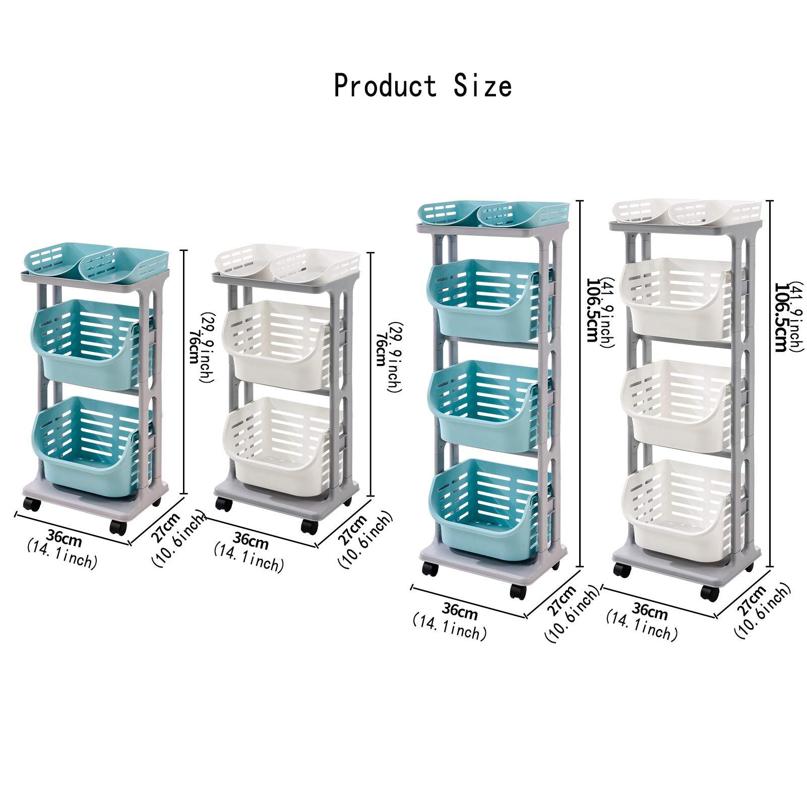 GUAWJRZDP GUAWJRZDP Rolling Laundry Basket Cart with 4X Wheels,Easy Assembly,PP Mesh Storage Box Vertical Trolley Fruit Basket for Kitchen/Bathroom/Bedroom/Office