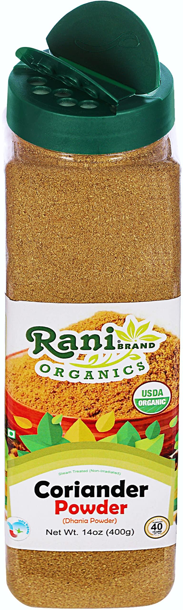 Rani Brand Authentic Indian Products Rani Organic Coriander Powder (Dhania Powder) 14oz (400g) PET Jar ~ All Natural | Vegan | Gluten Friendly | NON-GMO | Indian Origin | USDA Certified Organic