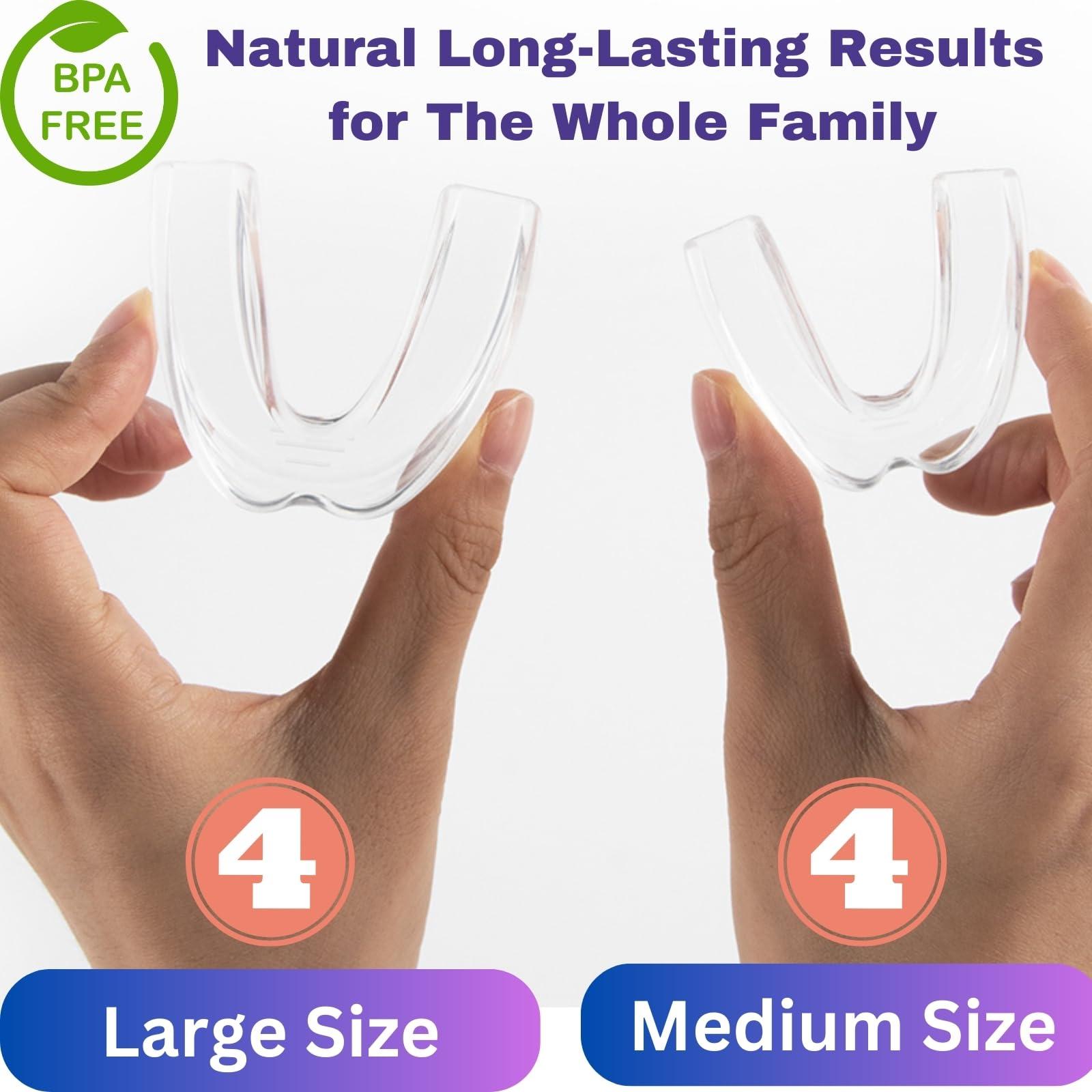 Lumeeno Mouth Guard for Grinding Teeth at Night Guards for Teeth Grinding 8-Pack (2 Sizes) and 2 Travel Cases Trimmable Design Hot Water Fit Mouthguard for Tooth Protection