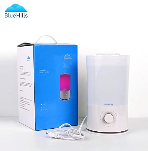 BlueHills BlueHills Premium 2000 Ml Set of 2 Large Essential Oils Diffusers for Large Rooms Big Capacity Models Adjustable Cool Mist Great Gift – Value Pack of 2 White