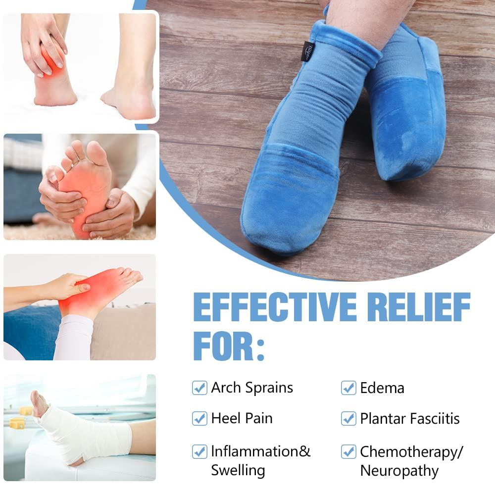 Hilph Hilph Cold Therapy Socks for Feet Pain Relief, Foot Ice Pack Cooling Socks with Reusable 4 Gel Ice Packs for Hot Feet, Neuropathy, Chemo, Plantar Fasciitis, Swelling, Post Partum Foot (Large)