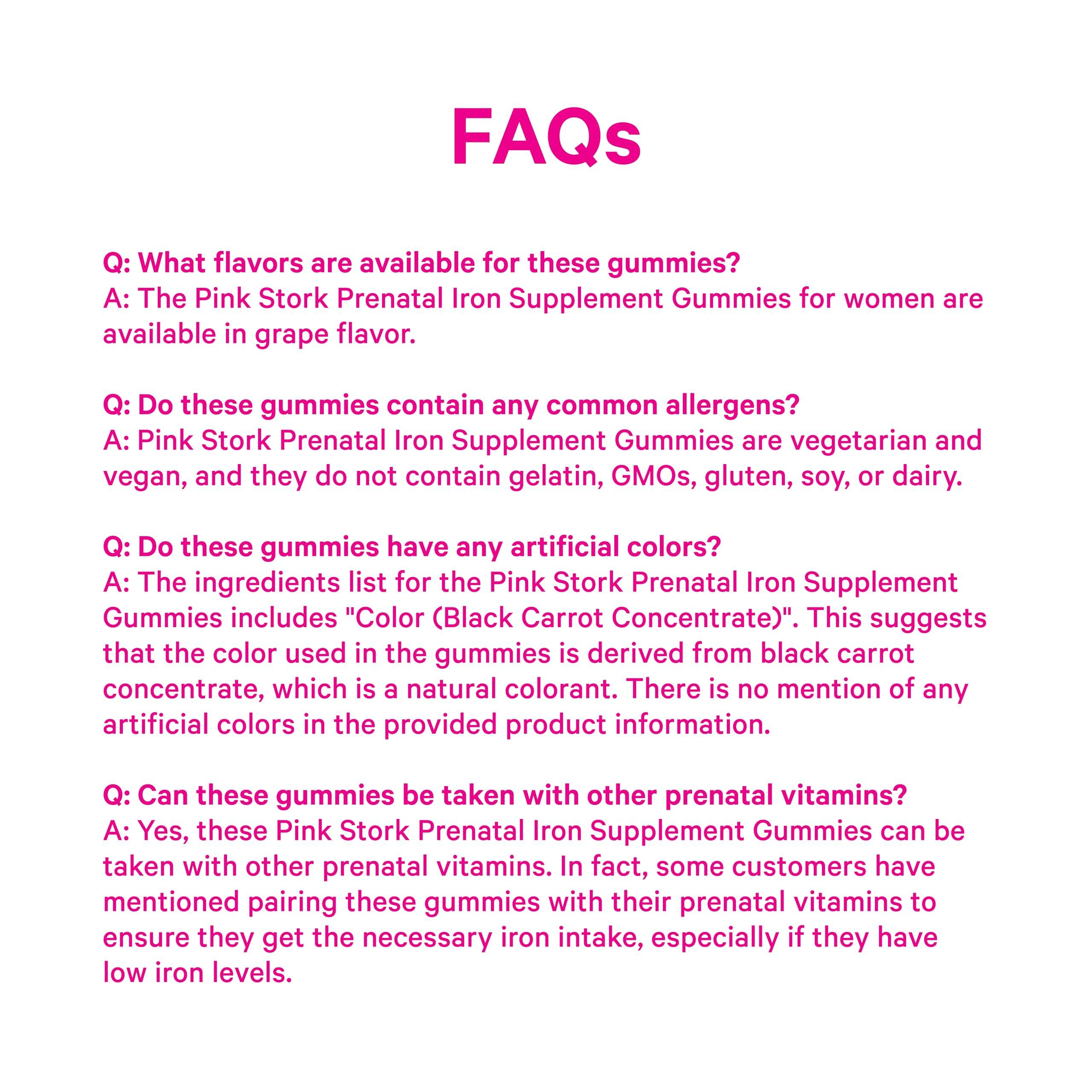 Pink Stork Pink Stork Prenatal Iron Supplement Gummies for Women - 20 mg Iron Gummy with Vitamin C - Grape Chewable for Iron Deficiency, Energy, & Blood Builder - 60 Gummy Chews