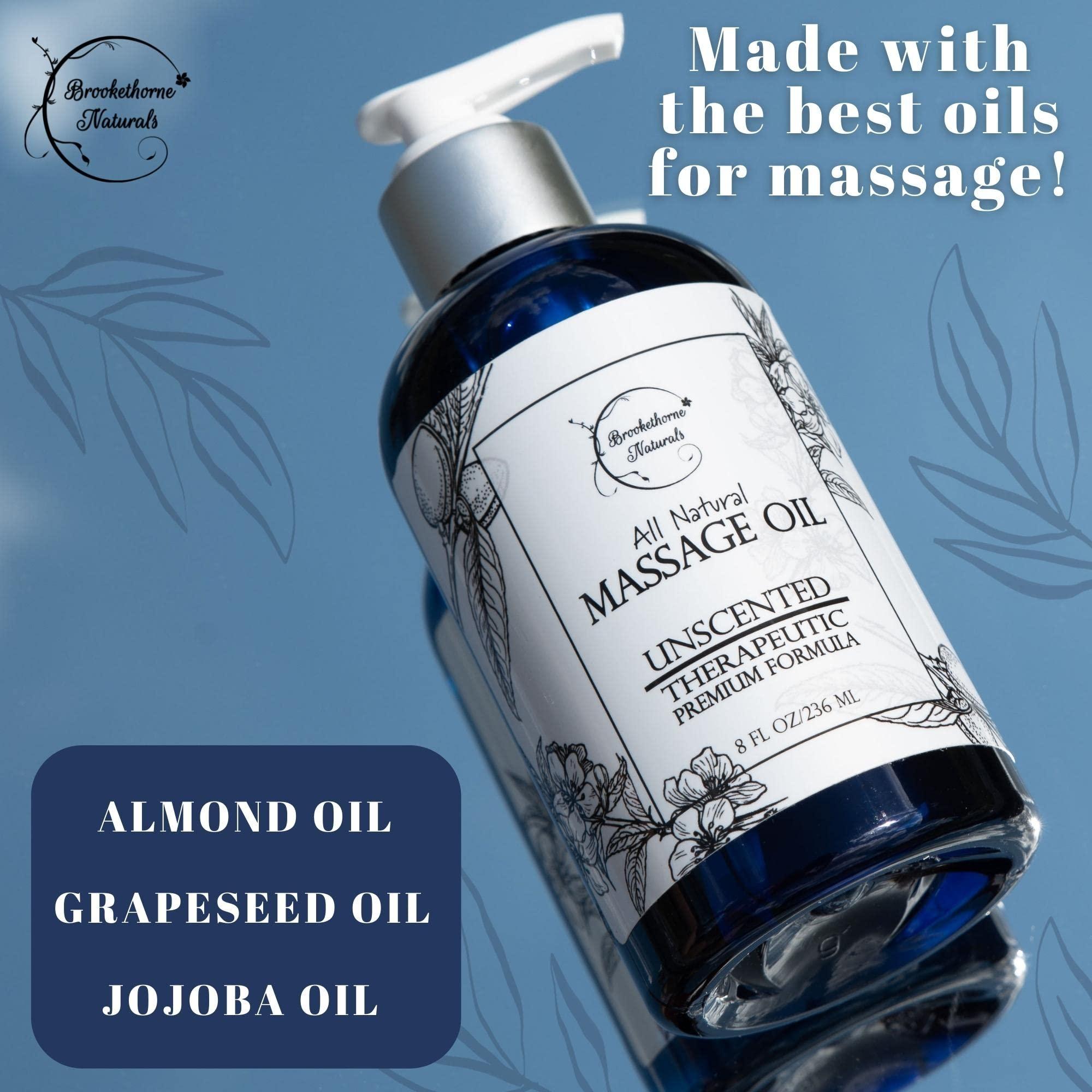 Brookethorne Naturals Massage Oil for Massage Therapy | Massage Kit with Unscented Massage Oil & Lavender Oil for Full Body Massage