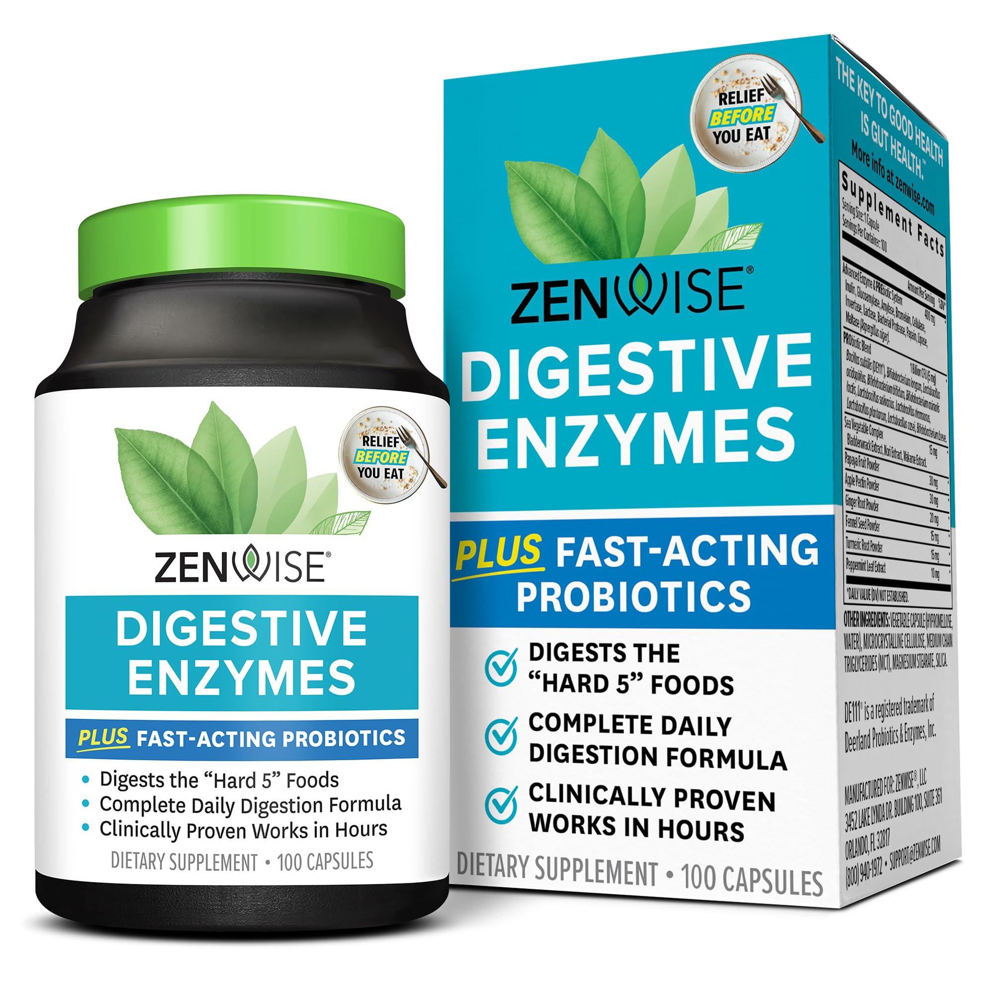 Zenwise Health Zenwise Health Digestive Enzymes and Bromelain for Gut Health - Probiotic Multi Enzymes with Prebiotics and Probiotics for Women and Men for Digestive Health and Bloating Relief for Digestion - 100 CT