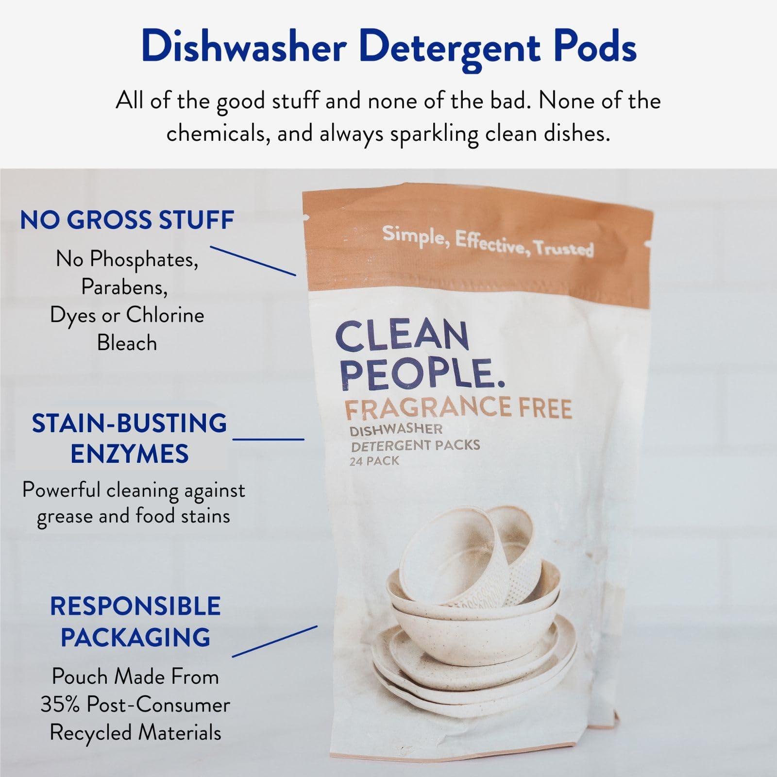 THE CLEAN PEOPLE The Clean People Dishwasher Pods - Cuts Grease & Rinses Sparkling Clean - Residue-Free - Phosphate Free Dishwashing Pods - Lemon, 60 Pack