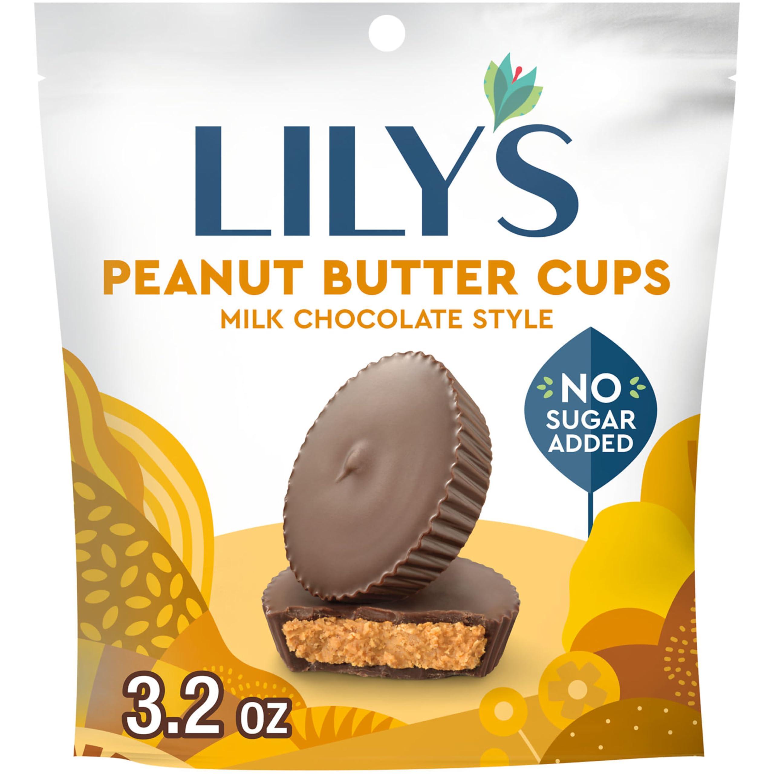 Lily's LILY\'S Milk Chocolate Style Peanut Butter Cups No Sugar Added, Sweets Bag, 3.2 oz