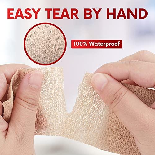 Healqu HEALQU Self Adhesive Bandage Wrap – Cohesive Tape for Athletic & Sports - 6” x 5 Yards Self Adherent Medical Tape, Flexible, Waterproof Elastic Bandages for Wrist & Ankle Vet Wrap for Dogs (12 Rolls)