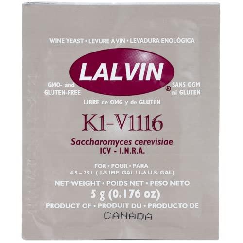 CAPYBARA Distributors Inc. Lalvin K1-V1116 Wine Yeast (10 Pack) - Make Wine Cider Mead Kombucha At Home - 5 g Sachets - Saccharomyces cerevisiae - Sold by CAPYBARA Distributors Inc.