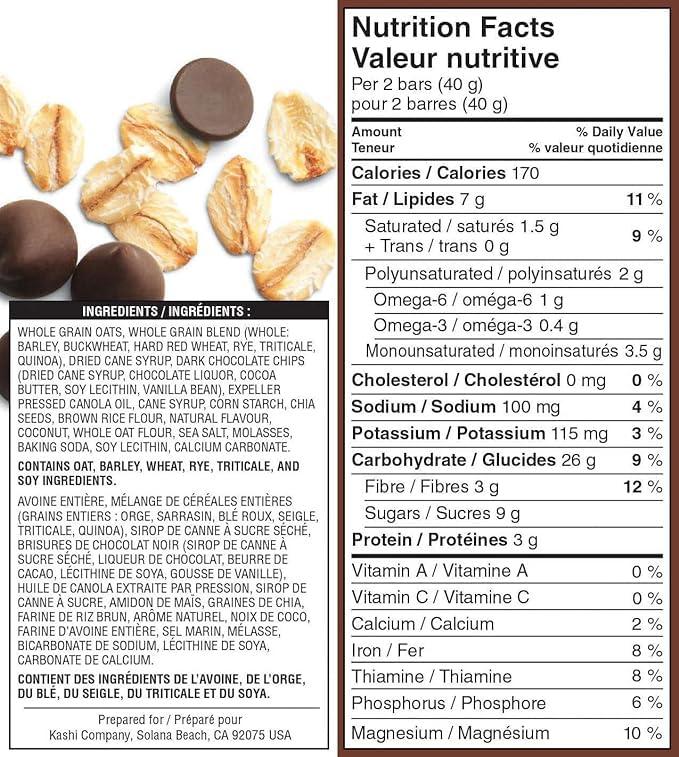 Generic Kashi Seven Grain with Quinoa bars Chocolate Chip Chia Non-GMO, 200g/7.1oz (Pack of 2) Shipped from Canada