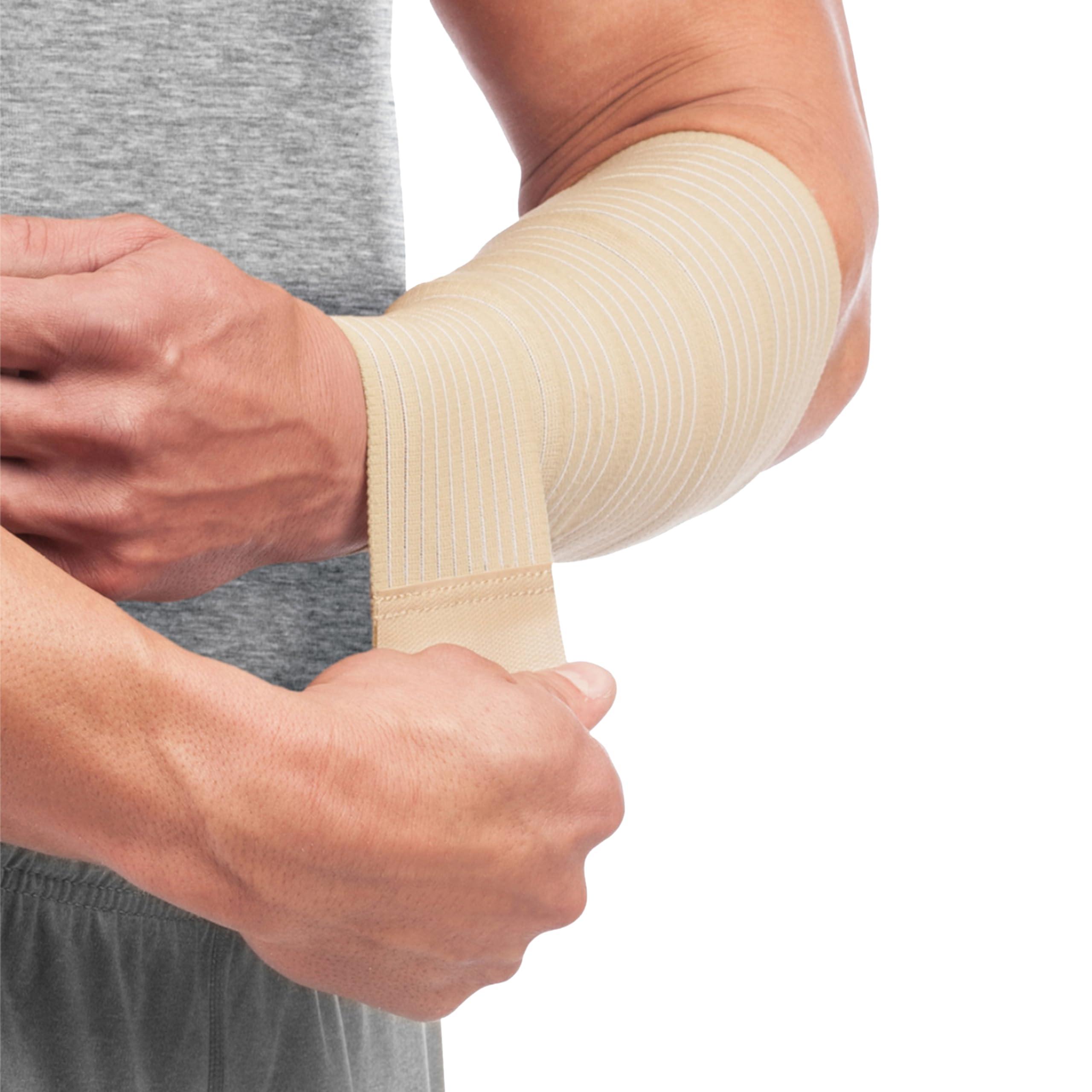 MUELLER MUELLER Sports Medicine All-Purpose Support Wrap for Men and Women, Adjustable Compression for Joint and Muscle Support, Beige, Regular (Pack of 1)