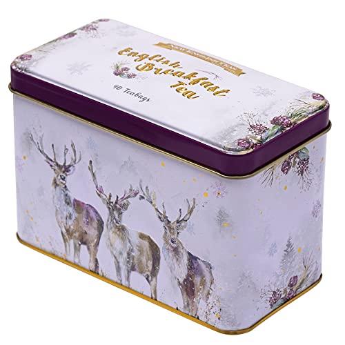 New English Teas New English Teas English Breakfast Christmas Tea Gift Set, Stag Design Tin with 40 English Breakfast Tea Bags