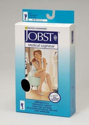 JOBST JOBST 119651 BSN Medical UltraSheer Compression Stocking, Thigh High, 20-30mmHg, Closed Toe, Lace, Petite, Classic Black, X-Large, Pair