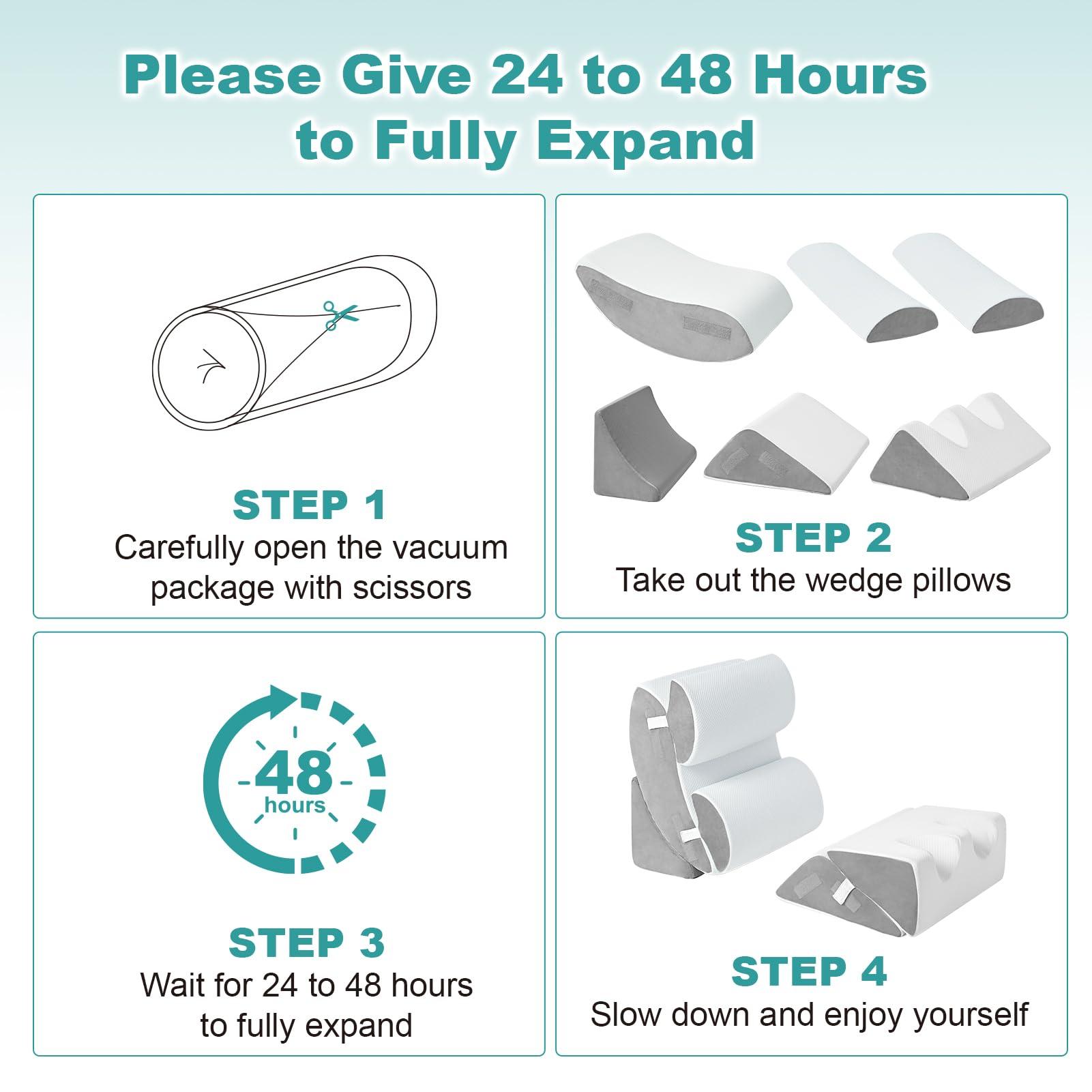 Hansleep Hansleep 6PCS Orthopedic Bed Wedge Pillow for Sleeping, Adjustable Post Surgery Pillow Set for Body, Back and Leg Pain Relief, Memory Foam Support Pillows for After Surgery