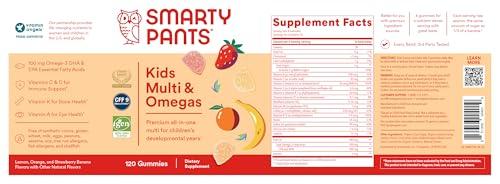 SmartyPants SmartyPants Kids Multivitamin Gummies: Omega 3 Fish Oil (EPA/DHA), Vitamin D3, C, Vitamin B12, B6, A, K & Zinc for Immune Support, Biotin, Gluten Free, Three Fruit Flavors, 120 Count (30 Day Supply)