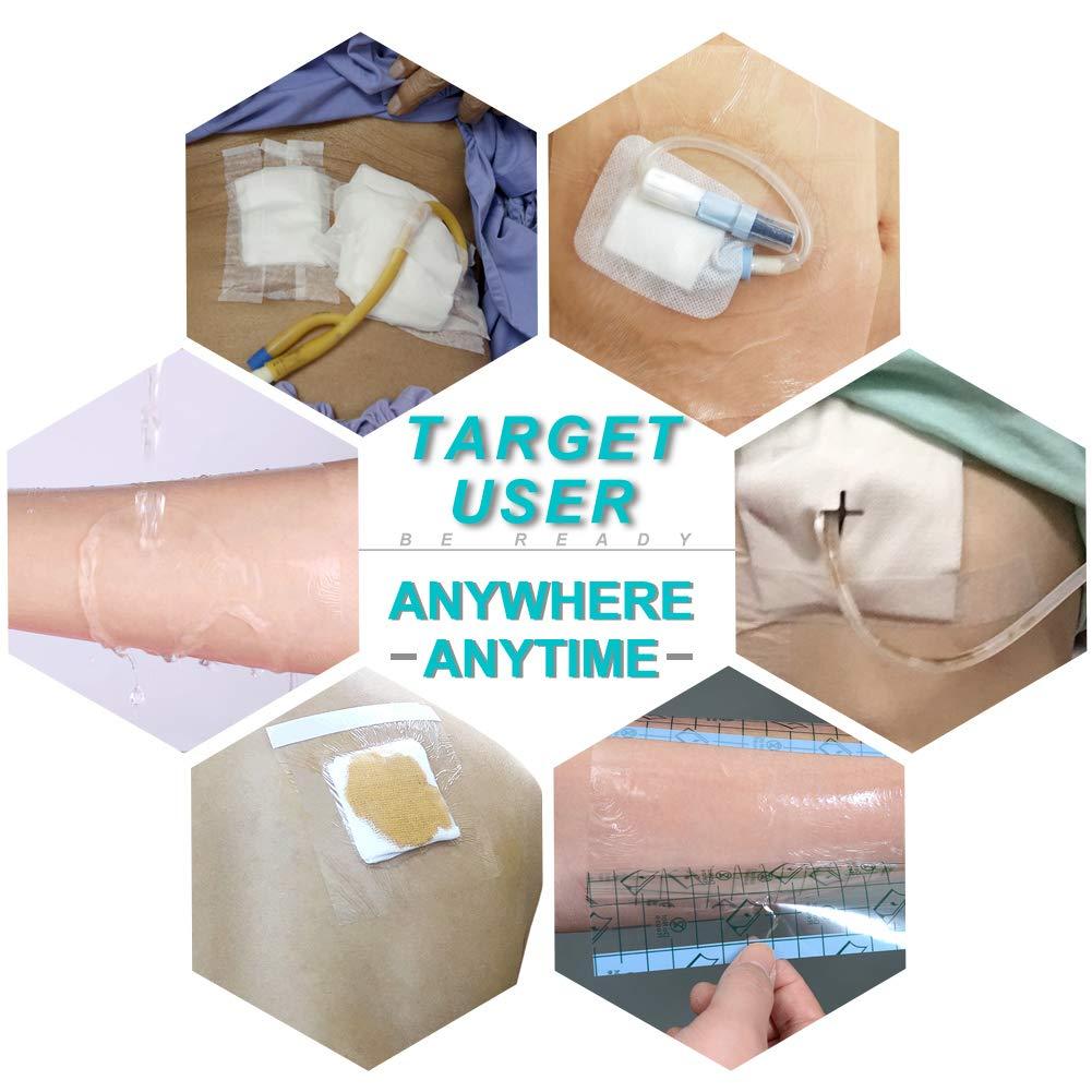 Hola Health Waterproof Shower Cover Shields, Non-Stick Center Pad for Dialysis Port Picc Line Chest Catheter PD Peritoneal Dialysis Chemo Feeding Tube Peg G-Tube Patient Bandage Protector, 8\"x8\"(Pack of 25)