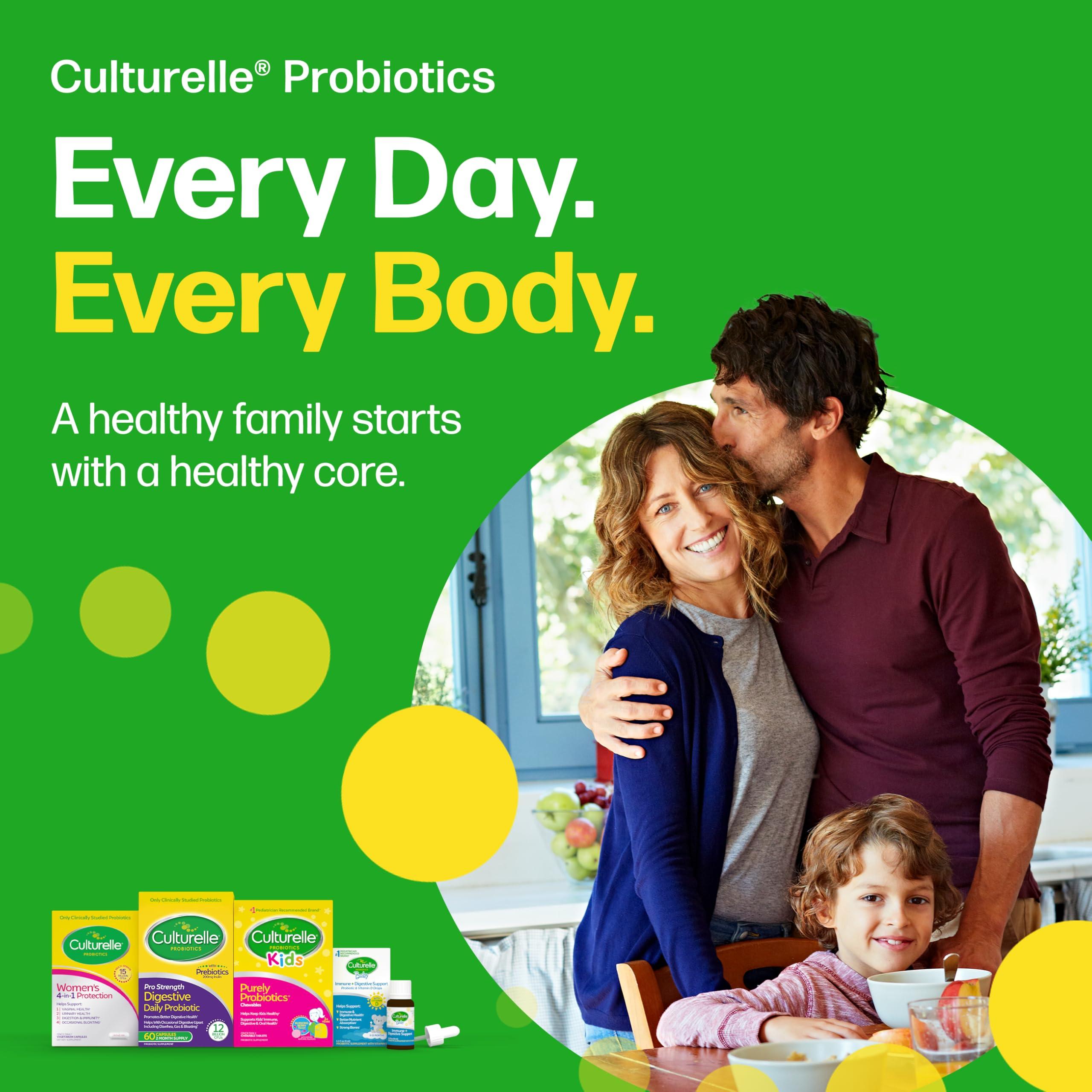 Culturelle Culturelle Digestive Health Daily Probiotic Chewables, Probiotic For Men and Women, Most Clinically Studied Probiotic Strain, 10 Billion CFUs, Supports Occasional Diarrhea, Gas & Bloating, 24 Count