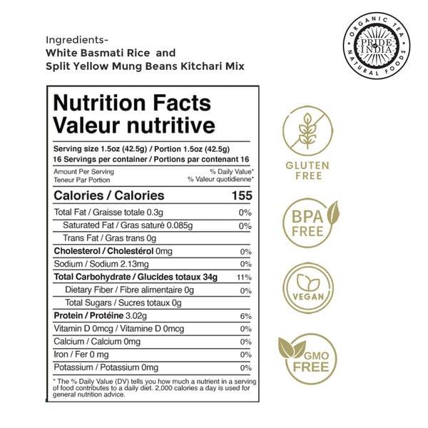 Pride Of India Pride Of India - PACK of 6 - Indian White Basmati Rice & Lentil Kitchari Mix - Protein Superfood, 1.5 Pound Jar