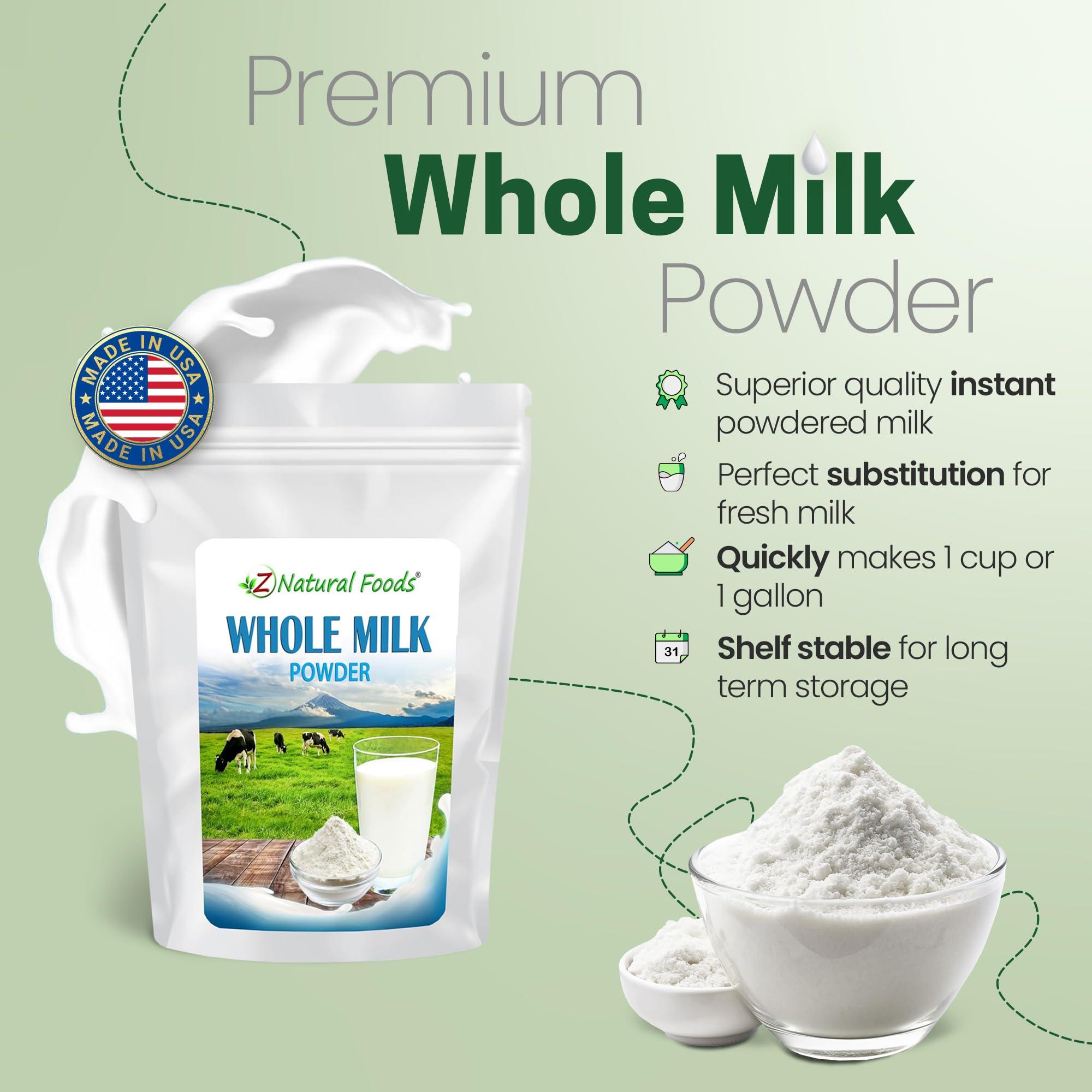 Z Natural Foods Z Natural Foods Premium Whole Milk Powder - Powdered Milk for Baking, Cooking, Drinks - Dry Milk Powder, Pasteurized, Non-GMO, Gluten-Free, Kosher-Certified, 55 lbs