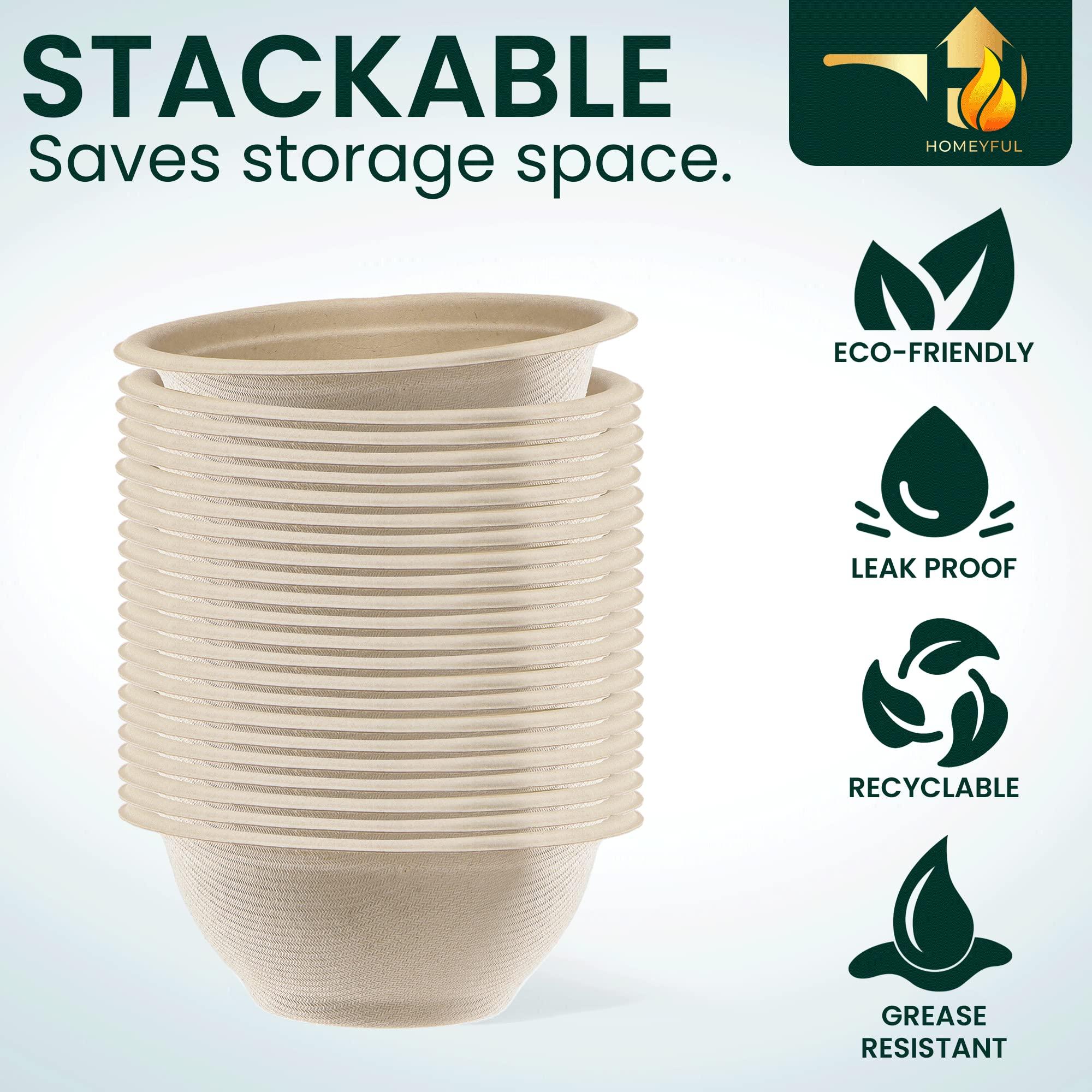 Homeyful Homeyful Disposable Paper Bowls - 100pack 8oz Compostable Paper Bowls- For Condiments, Ice Cream, Chili, Dessert and Chip Dips- Made of Natural Sugarcane Bagasse