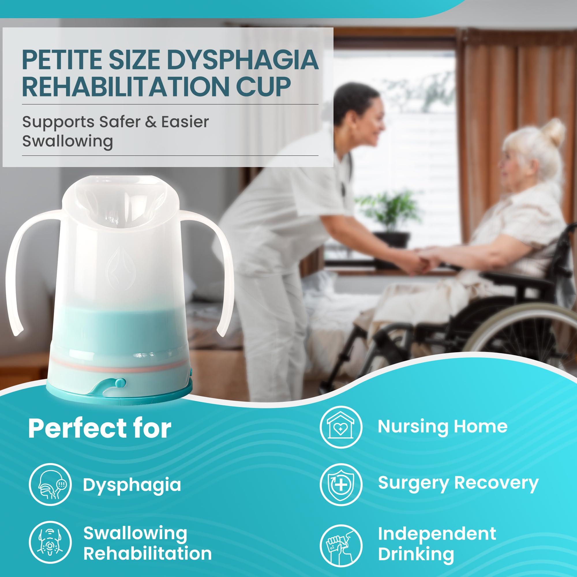 RiJe RiJe Petite Dysphagia Regulating Drinking Cup for Difficulty Swallowing Disorders (5 oz) Controlled Sips Cup Prevents Aspiration - 2 Handles for Secure Grip - Adjustable 4cc-12cc, Made in Canada