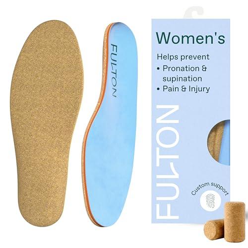 Fulton Fulton Insoles Women\'s Active Inserts with Custom Molding - Cork & Shock Absorption for Stability - Athletic Running Insoles for Women Prevent Overpronation, Pain & Shin Splints (Women\'s Size 4.5-5)