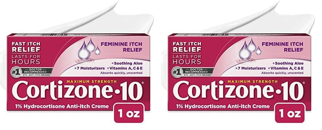 Cortizone 10 Cortizone 10 Maximum Strength Feminine Itch Cream, 1% Hydrocortisone, 1 oz. (Pack of 2)