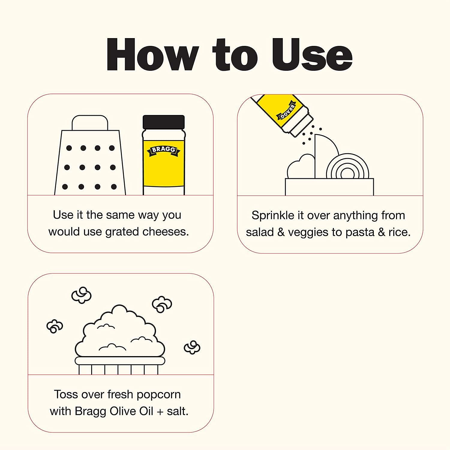 Bragg Bragg Premium 12 Ounce Nutritional Yeast Seasoning Pouch - Vegan, Gluten Free Cheese Flakes and Coconut Aminos, All Purpose Seasoning, 10 Oz, Single