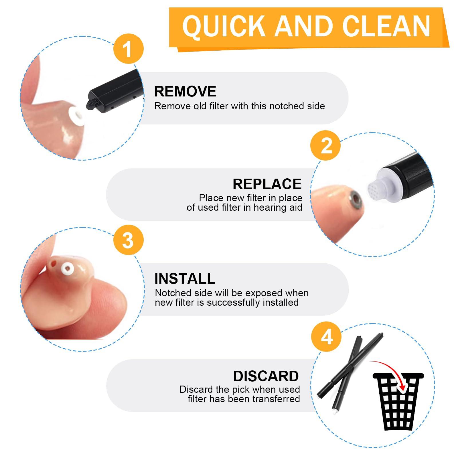 Phirunty (80 Pcs) Cerustop Wax Guard Filters for Hearing Aids Supplies, Hearing Aid Wax Filters Fit Resound, Phonak,Widex and Unitron, Hearing Aids Replacement Parts Cleaning Kit