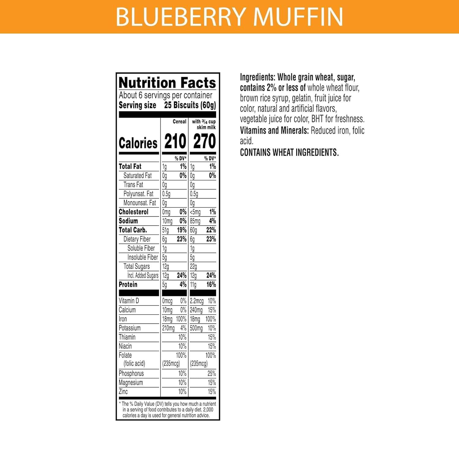 Generic Kelloggs Frosted Mini Wheats Cold Breakfast Cereal - Blueberry Muffin - 13.3 Oz - Pack of 2