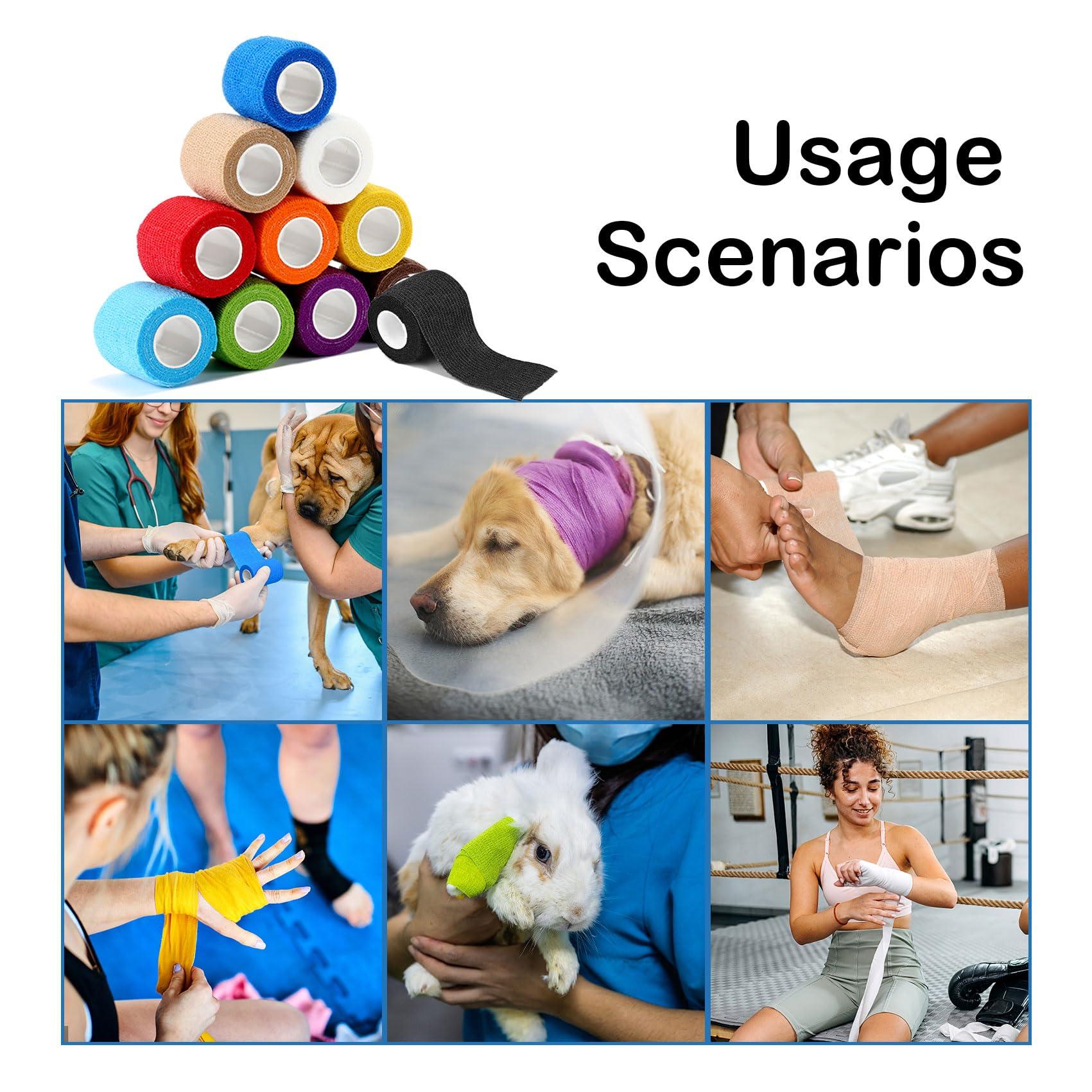 Lusy DM Lusy DM 36 PCS Self Adhesive Bandage Wrap 2\" X 5 Yards Elastic Cohesive Bandage Wrap Bandage Wrap Rolls Elastic Self-Adherent Tape for Stretch Athletic, Sports, Wrist, Ankle (Black)