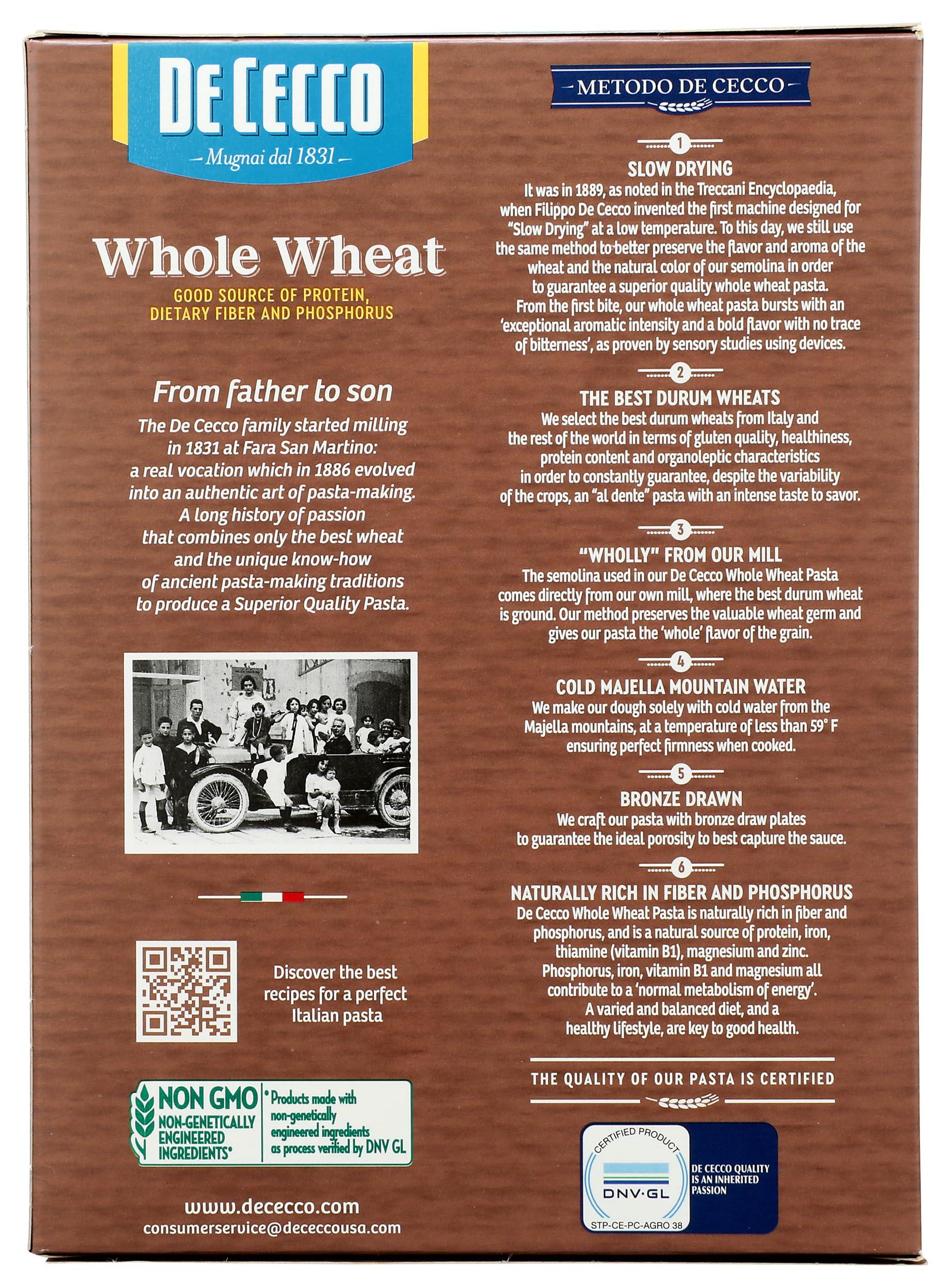 De Cecco De Cecco Pasta Fusilli Whole Wheat Pasta, 13.25 oz