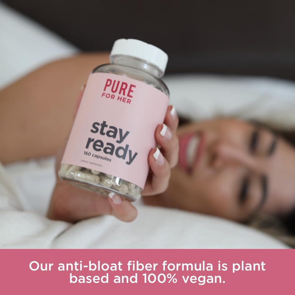 Pure for Men Pure for Her Vegan Stay Ready Fiber Supplement for Women | Bloat & Gas Relief, Supports Digestive Health, Regularity & Appetite Control | 160 Capsules