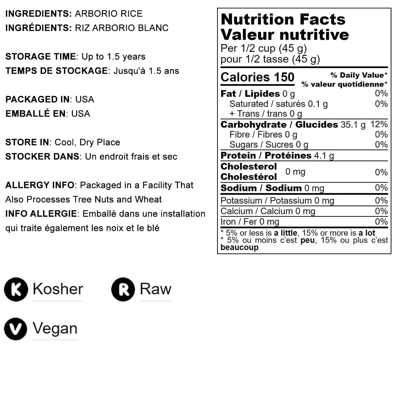 Food to Live Food to Live Italian Arborio Rice, 20 Pounds Short Grain White Rice. Gourmet Superfino Grade. Perfect for Creamy Risottos and Culinary Delights. Good Source of Protein. Vegan, Kosher, Bulk