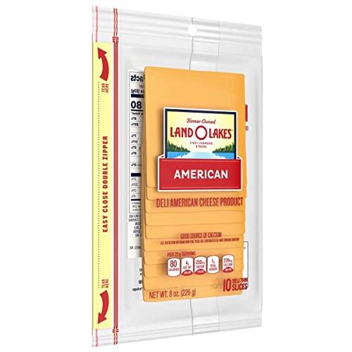 Land O Lakes Land O Lakes American Yellow Deli Process Cheese Loaf - Sliced, 8 Ounce - 12 per case.