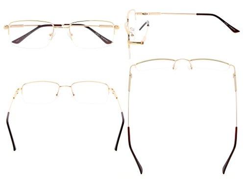 Eyekepper Eyekepper Mens Half-Rim Reading Glasses Memory Readers with Bendable Titanium Bridge and Temple (Gold,+0.75)