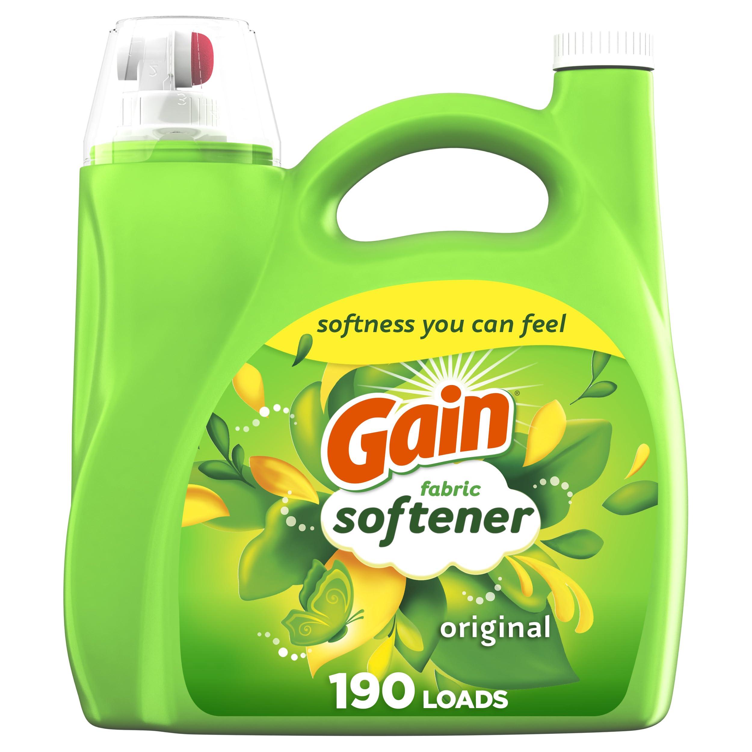 Gain Gain Fabric Softener, Original Scent, 140 fl oz, 190 Loads, HE Compatible, Packaging may vary