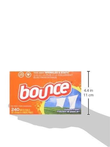 Bounce Bounce Dryer Sheets, Outdoor Fresh, 480 Count Laundry Fabric Softener Sheets with Static Control and Wrinkle Fighters. (2 Packs of 240)