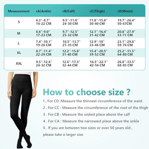 Laubawck Compression Pantyhose Stockings for Women Men, 20-30 mmHg Medical Graduated Support Opaque Closed Toe Hose Tights for Swelling, Edema Varicose Veins Waist High Compression Stockings