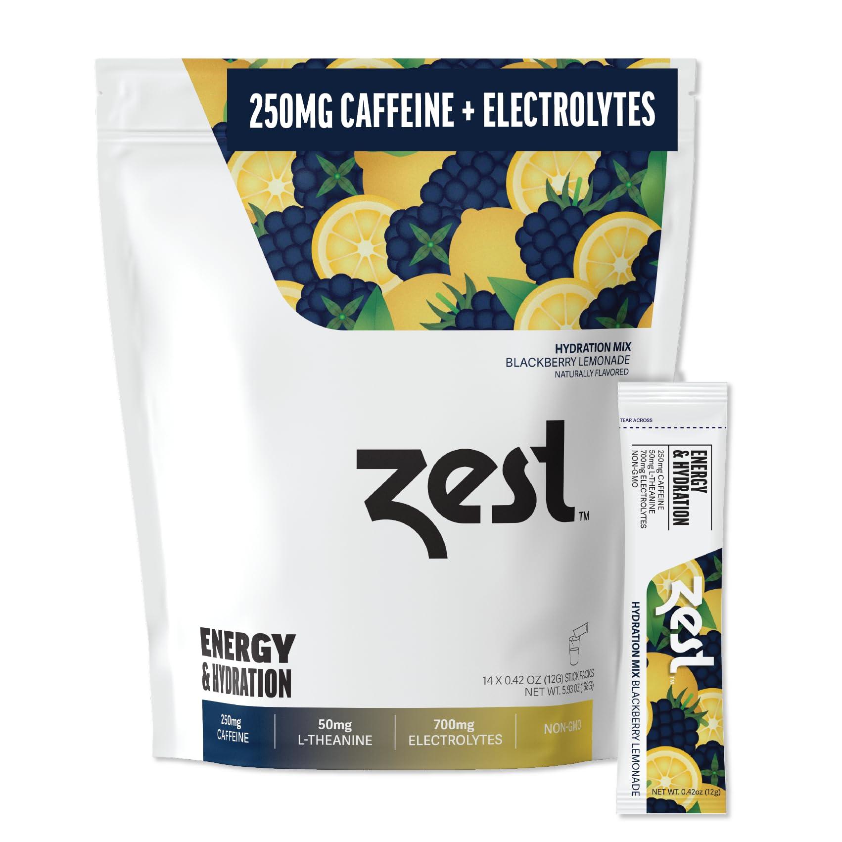 ZEST TEA Zest Electrolyte Hydration Powder - Mix w/Water - 14 Packets - Low Sugar Liquid Enhancer (1 Pack (14 Powder Sticks), BlackBerry Lemonade (Energy & Hydration))