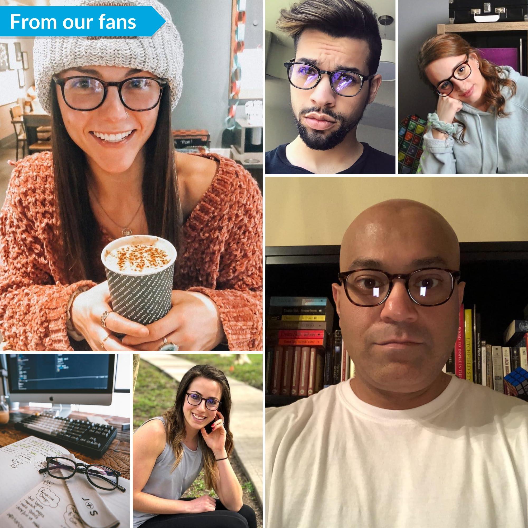 J+S J+S Blue Light Blocking Glasses for Women Men | Anti Eyestrain Headache Glare 400UV from Computer/Gaming/TV/Phones (Hua LCD lens - WF1 Oval | Black Frame)