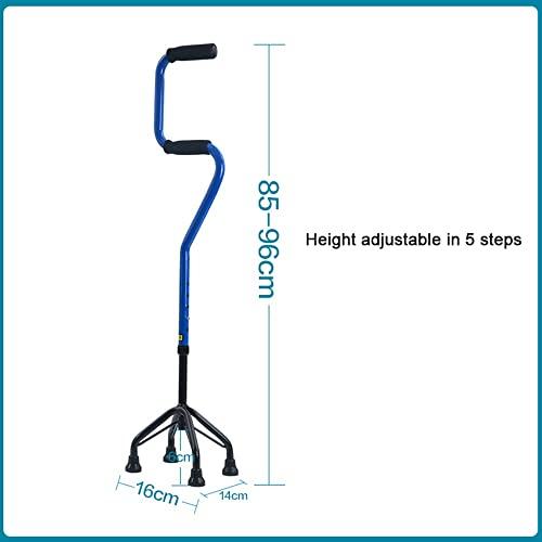 KADEUX KADEUX Adjustable Walking Stick Offset Canes, Sit to Stand Walking Cane, Lightweight Quad Cane for Seniors, Handicap, with 4-Pronged Base, Non-Slip