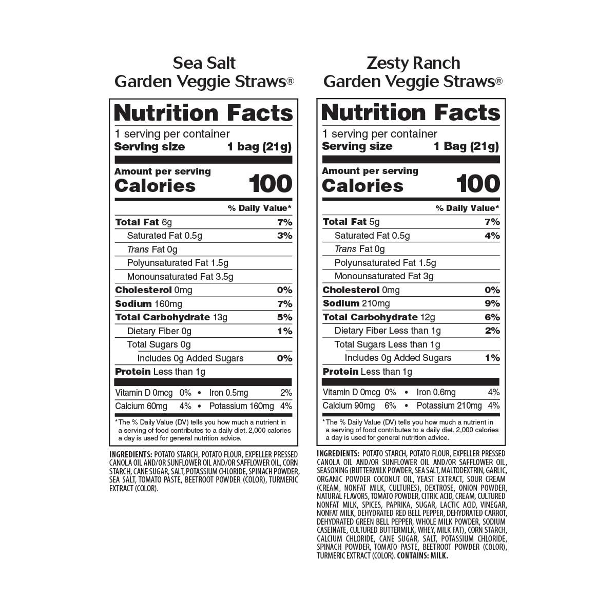 Sensible Portions Sensible Portions Veggie Straws Multi-Pack, Sea Salt and Zesty Ranch Flavor, Gluten-Free Chips, Individual Snacks, 0.75 Ounce Bag, (Pack of 20)