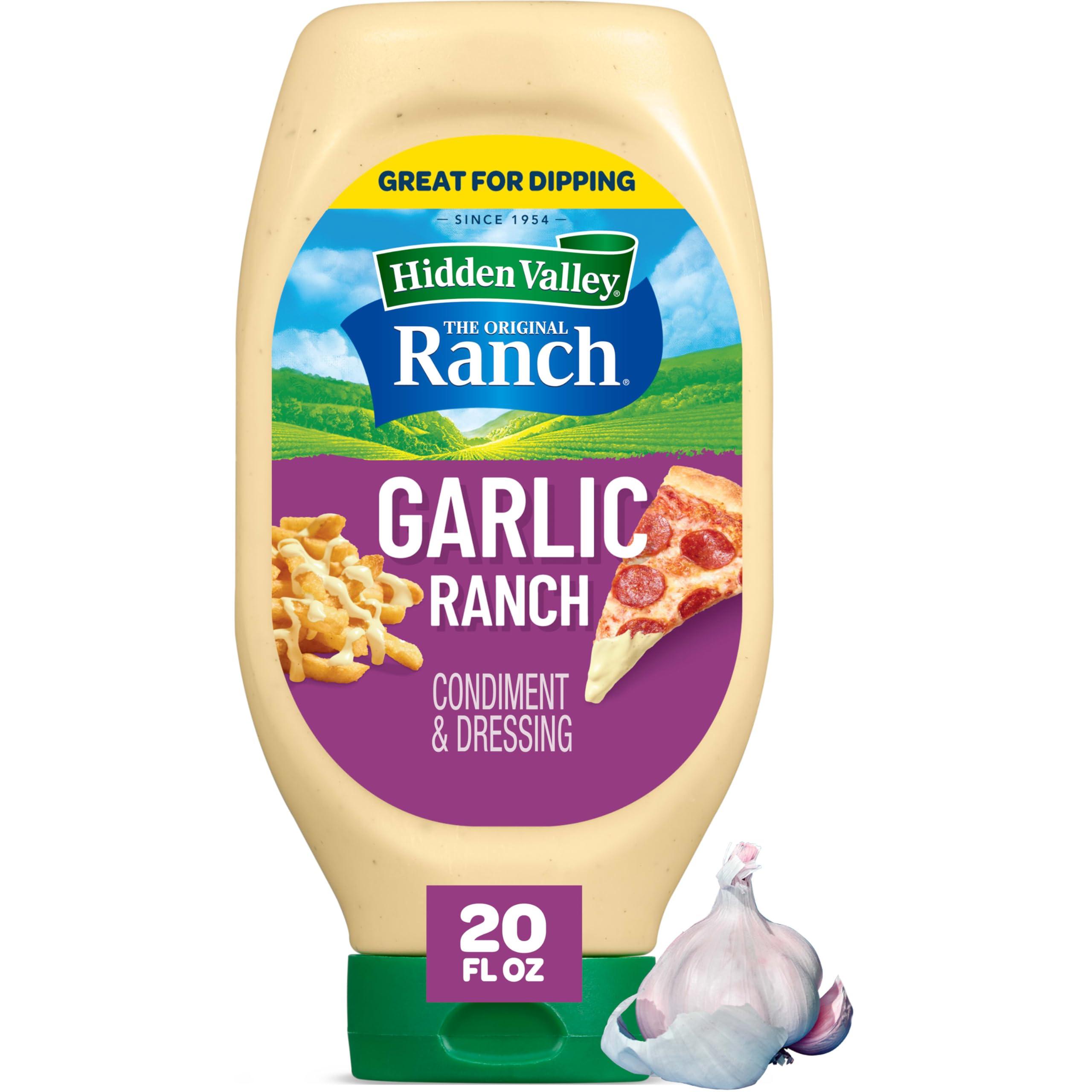 Hidden Valley Hidden Valley Garlic Ranch Condiment and Dressing, 20 Fluid Ounce Bottle (Package May Vary)