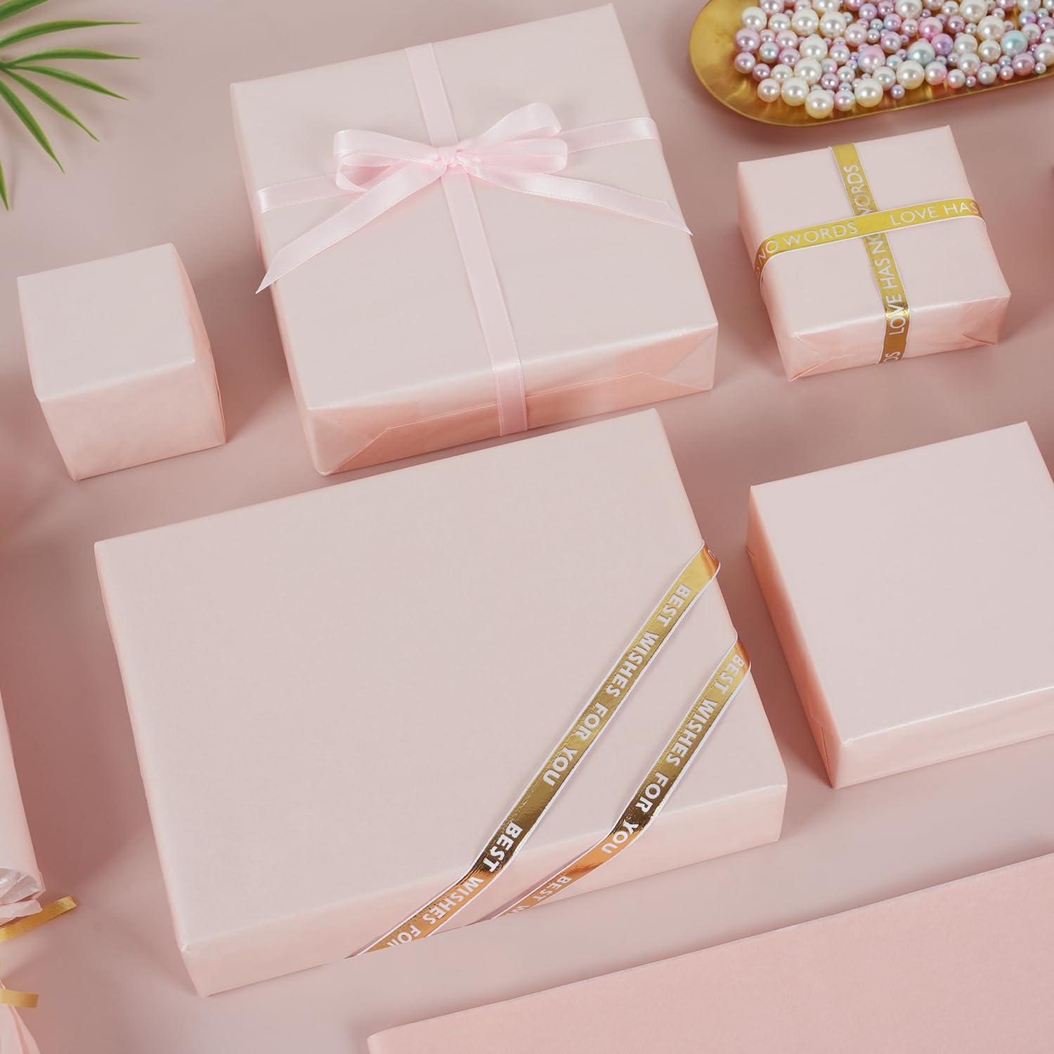 RUIFUN Pink Metallic Tissue Paper, 60 Sheets Shiny Baby Pink Tissue Paper Sheets for Gift Bags Crafts Wrapping Gifts Packaging, Pink Tissue Paper Bulk for Girls Women Birthday Wedding Baby Shower Party Decor