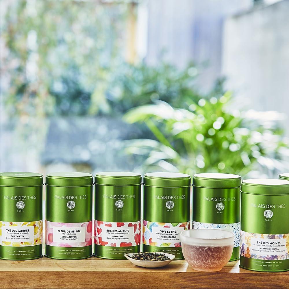 Palais des Thés Palais des Thés - Thé des Alizes - Premium Gourmet Green Tea with White Peach, Kiwi, Watermelon, and Flower Petals - 3.5oz Loose Leaf Metal Gift Tin