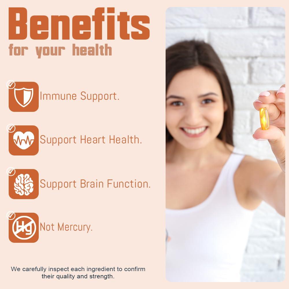 Health Dose Health Dose Omega 3 Fish Oil  Lemon-Flavored Softgels with EPA & DHA for Brain, Heart, and Wellness Support  Easy-to-Digest, No Fish Burps  120 Softgels, 2-Month Supply