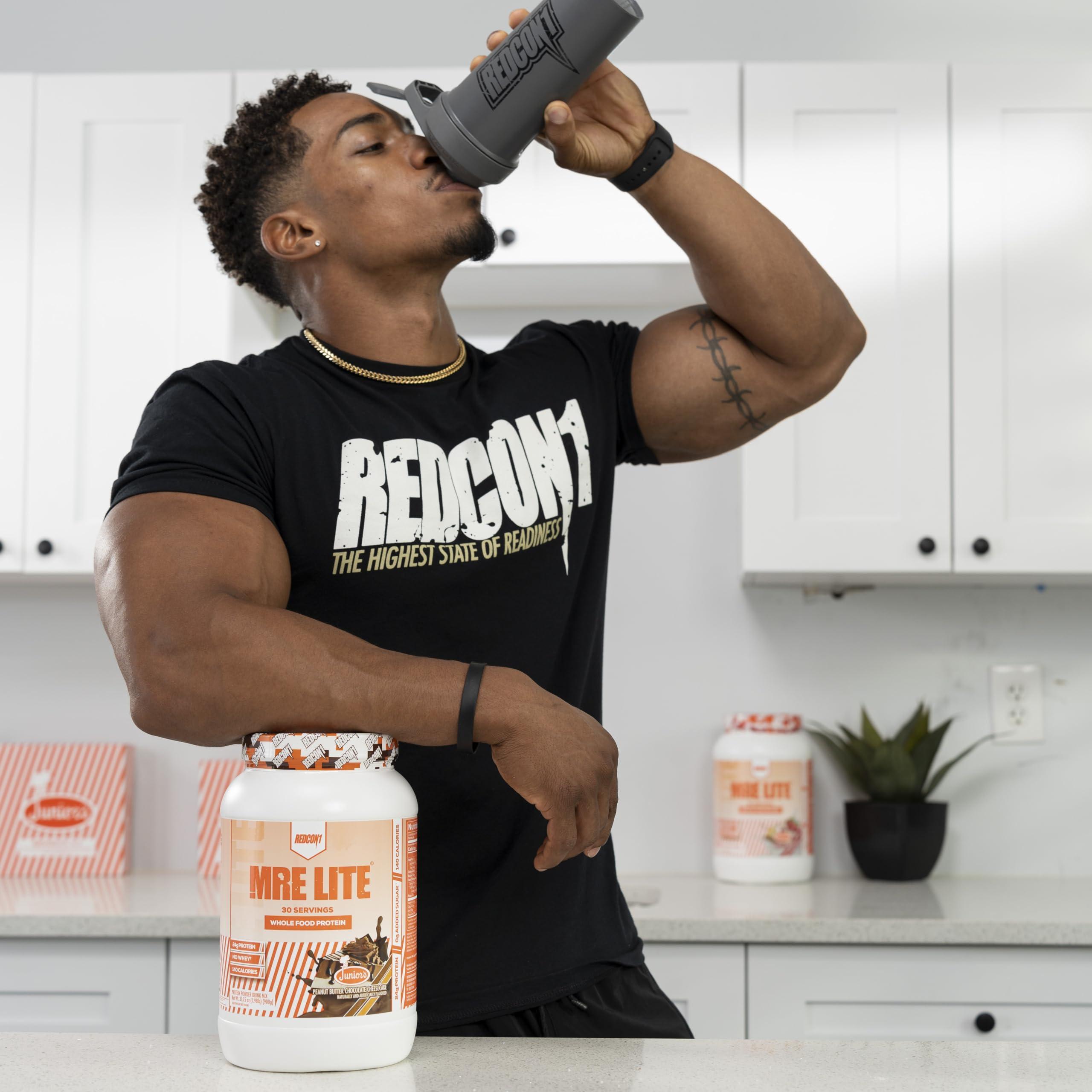 REDCON1 REDCON1 MRE Lite Whole Food Protein Powder, Juniors, Peanut Butter Chocolate Cheesecake - Low Carb, Whey Free Meal Replacement with Animal Protein Blends & MCT Oils - Easy to Digest (30 Servings)