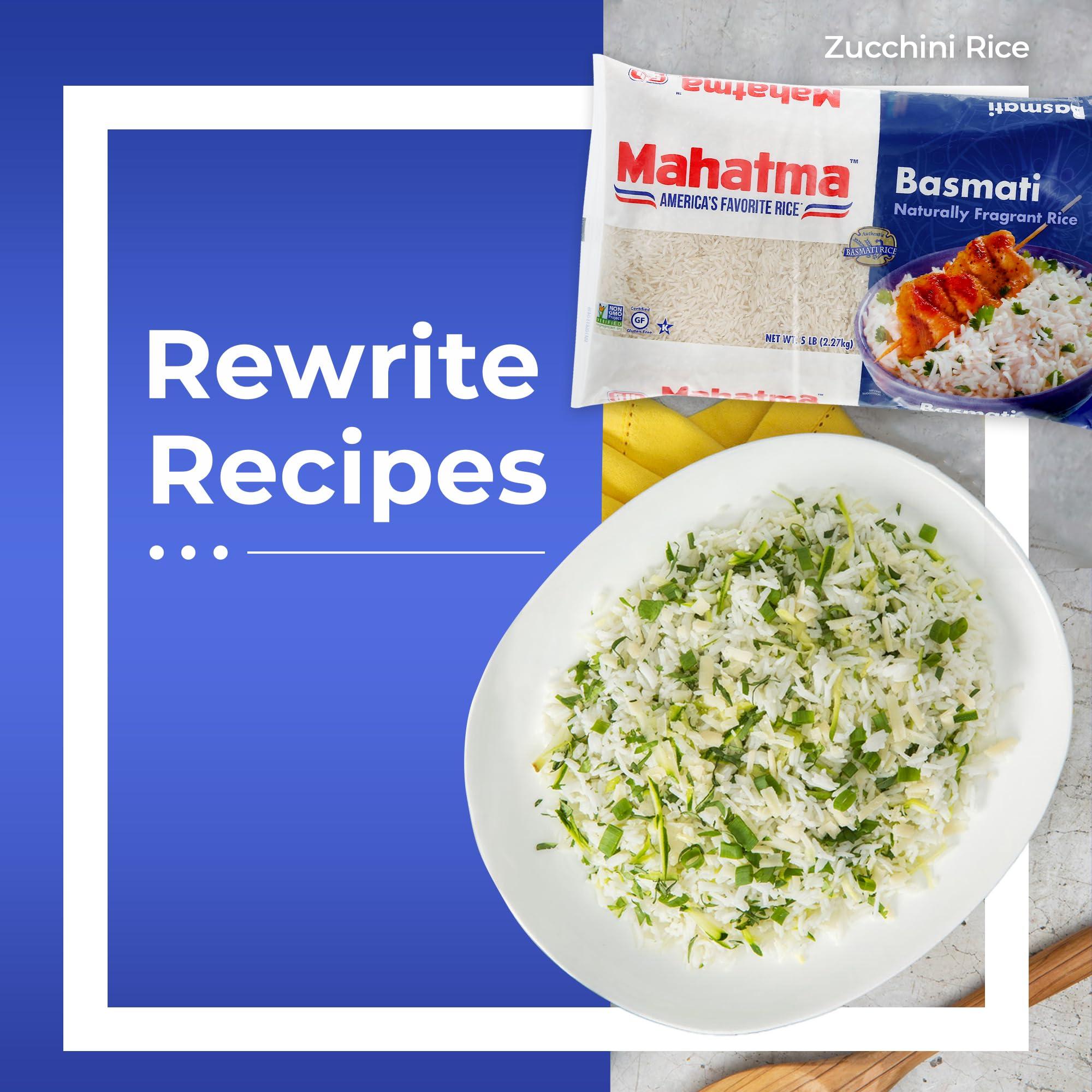 Mahatma Mahatma Indian Basmati Rice, 80-Ounce Bag of Rice, Fluffy, Floral, and Nutty-Flavored Rice, Stovetop or Microwave Rice