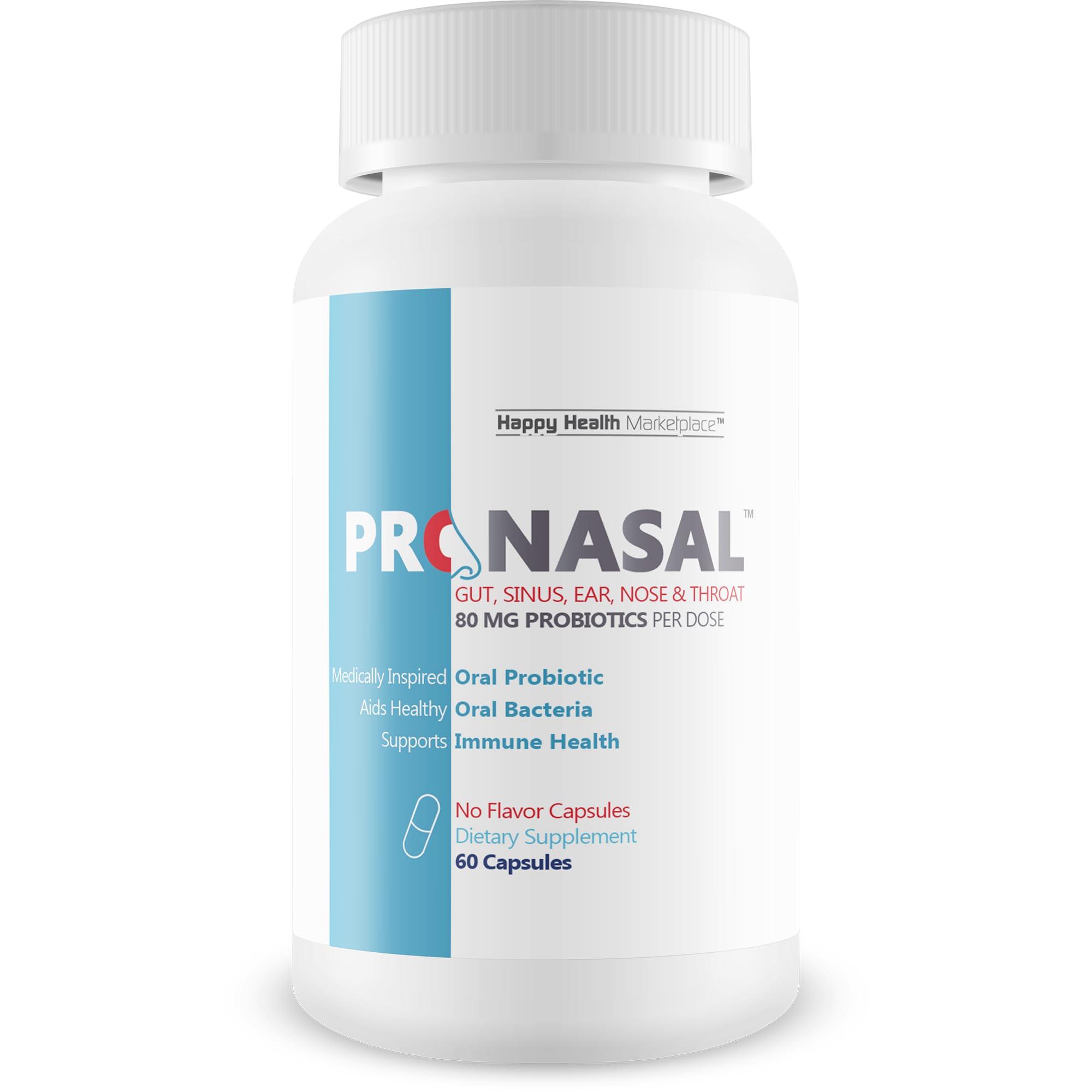 Happy Health Marketplace Pro Nasal - Our Best Sinus Support Supplement - Ear Nose Throat Probiotics - Sinus Probiotic for Natural Sinus Support - Oral Probiotics for Mouth Bad Breath - Dry Mouth Probiotic - Probiotic Sinus